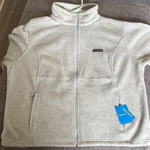 Columbia Light Heather Gray Full-Zip Fleece Jacket